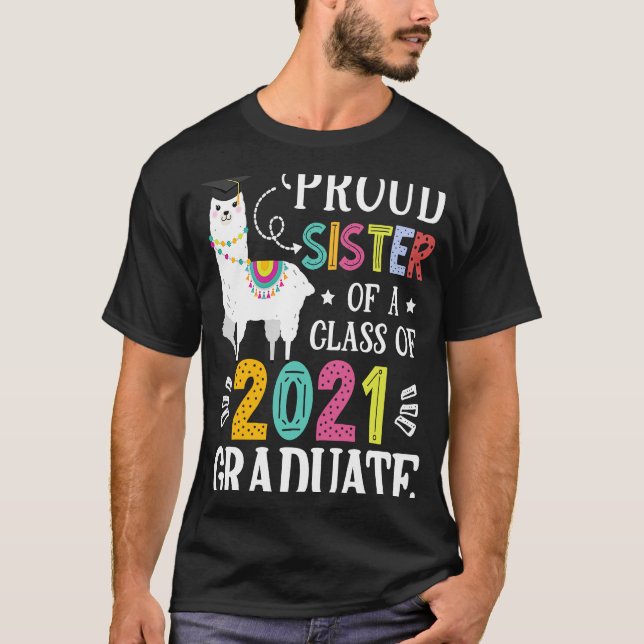 stolt syster till 2021 Student Llama T Shirt (Framsida)