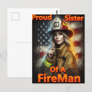 stolt syster till en brandkår Hero Vykort