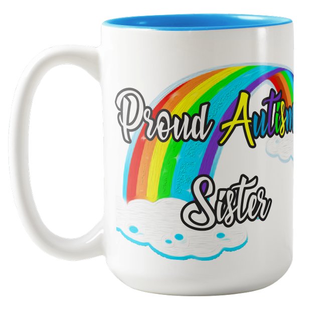 Stolt syster till en person med autism Två-Tonad mugg (Proud Autism Sister Two-Tone Coffee Mug)