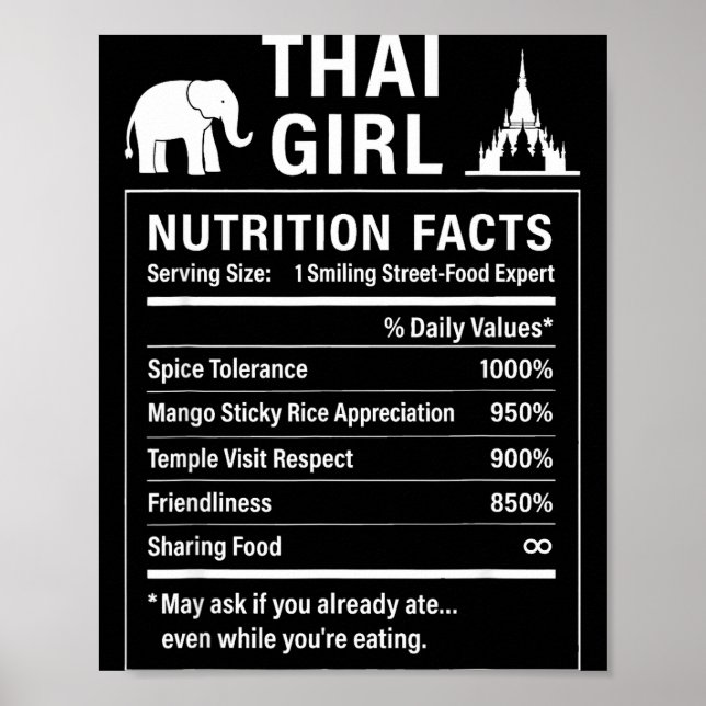 Stolt thailändsk tjej Roligt Thailand Poster (Framsidan)