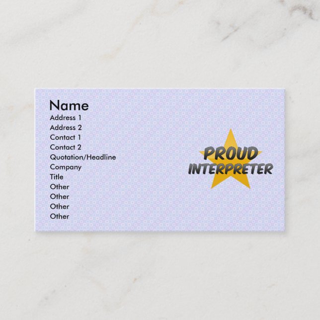 Stolt tolkare visitkort (Framsida)