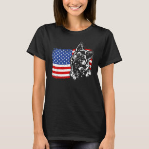 Stolt tysk herdehund amerikansk flagga patriotisk t shirt