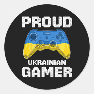 Stolt ukrainsk gamer Ukraina flagga videospel Pat Runt Klistermärke