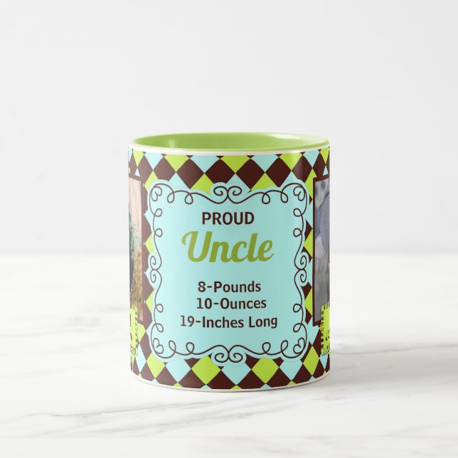 Stolt Uncle Göra grön och bruntArglye foto Två-Tonad Mugg (Center)