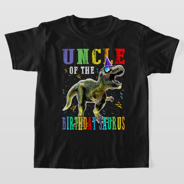 stolt UNCLE of the Birthday Saurus Dinosaur T Shirt (Laydown)