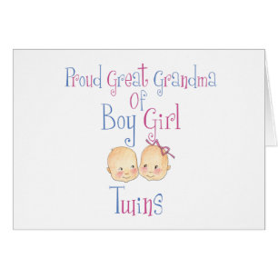 Stolt underbar mormor av pojkeflickatwillingar hälsningskort