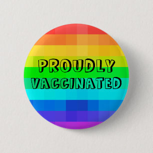 stolt vaccinerad - regnbåge - vaccination knapp