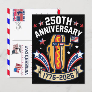 Stolt veteran 250 år Amerika 1776 2026 Helg Vykort