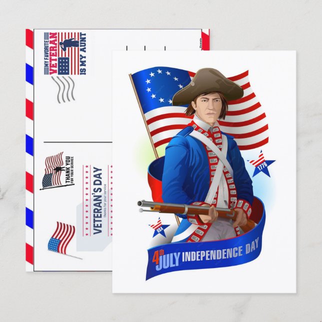 Stolt veteran 250 år Amerika 1776 2026 Helg Vykort (Fram/baksida)
