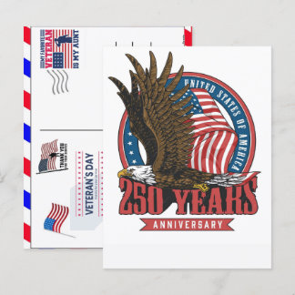Stolt veteran 250 år Amerika 1776 2026 Helg Vykort
