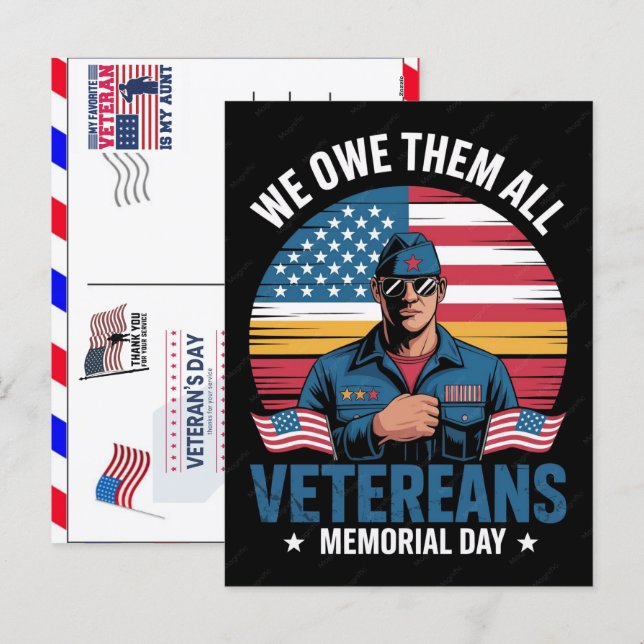 Stolt veteran 250 år Amerika 1776 2026 Helg Vykort (Fram/baksida)