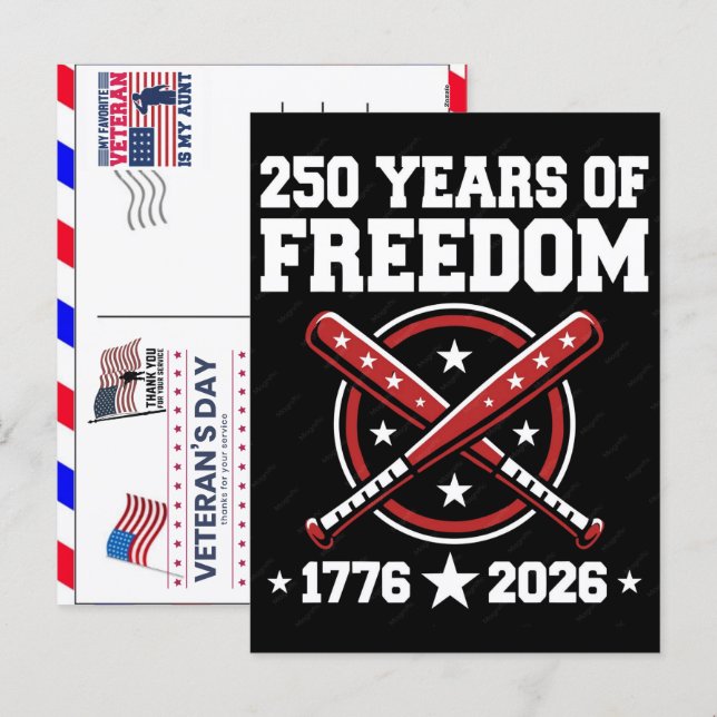 Stolt veteran 250 år Amerika 1776 2026 Helg Vykort (Fram/baksida)