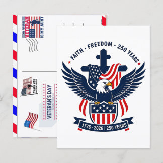 Stolt veteran 250 år Amerika 1776 2026 Helg Vykort