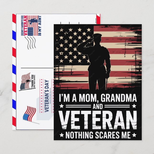 Stolt veteran 250 år Amerika 1776 2026 Helg Vykort (Fram/baksida)