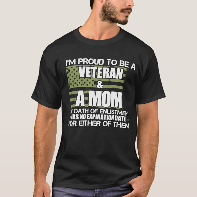 STOLT VETERAN & EN MAMMA TEE SHIRT (Framsida)