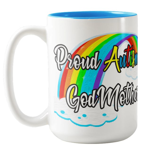 Stolta Autism Farmor-gåtor Två-Tonad Mugg (Proud Autism Godmother puzzles Two-Tone Coffee Mug)