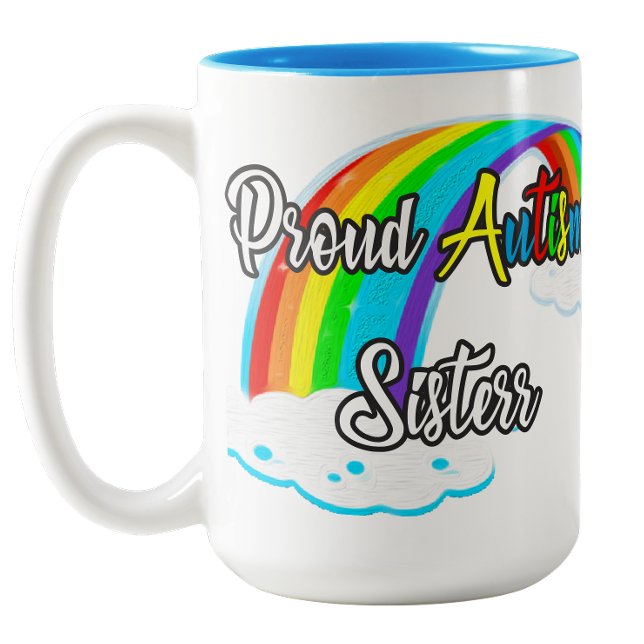 Stolta Autism-syster-pussel Två-Tonad Mugg (Proud Autism Sister puzzles Two-Tone Coffee Mug)