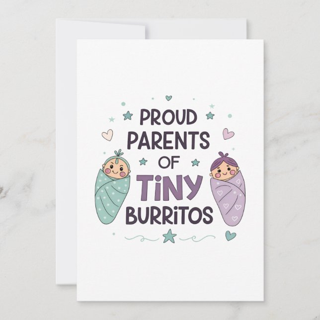 Stolta föräldrar till små burritos konst inbjudningar (Framsida)
