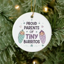 Stolta föräldrar till små burritos konst julgransprydnad keramik