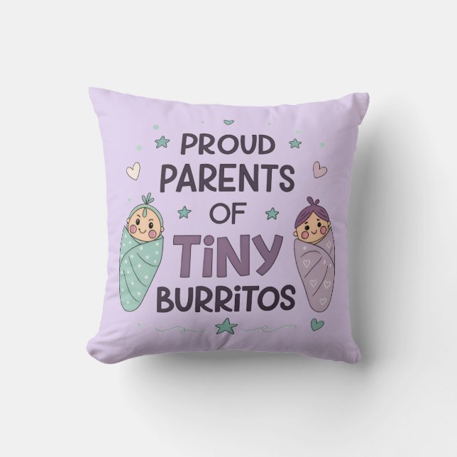 Stolta föräldrar till små burritos konst kudde (Framsida)