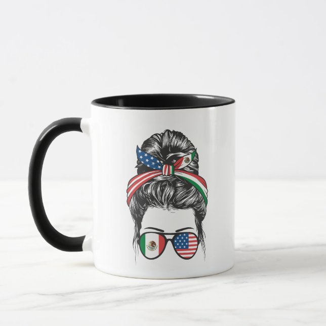 Stolta mexikansk-amerikanska röda buns-flagg solgl mugg (Vänster)