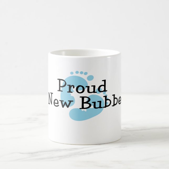 Stolta Nya Bubbe Baby Pojke Fotspår Kaffemugg (Center)