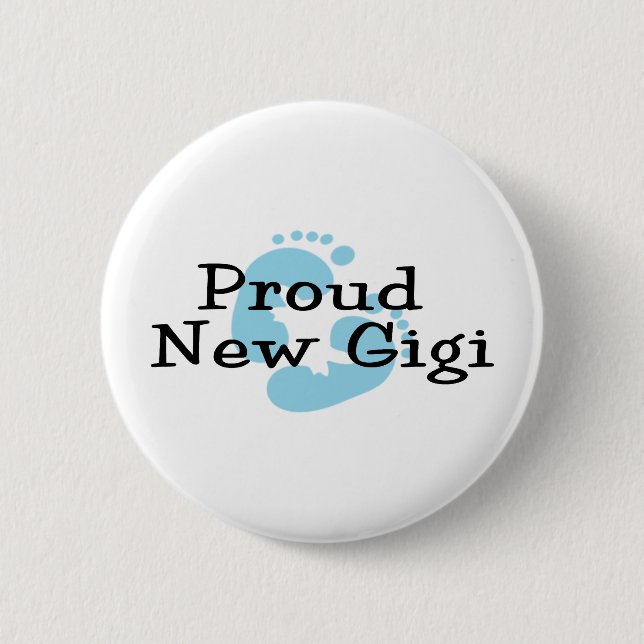 Stolta Nya Gigi Bebis Pojke Fotspår Knapp (Framsida)