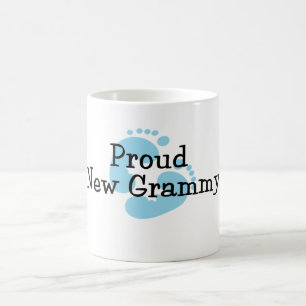 Stolta Nya Grammy Baby Pojke Fotspår Kaffemugg