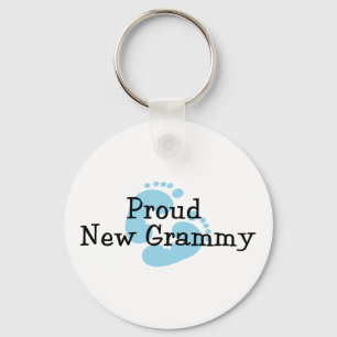 Stolta Nya Grammy Baby Pojke Fotspår Nyckelring