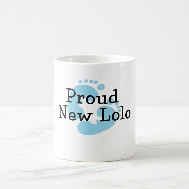 Stolta Nya Lolo Bebis Pojke Fotspår Kaffemugg (Center)
