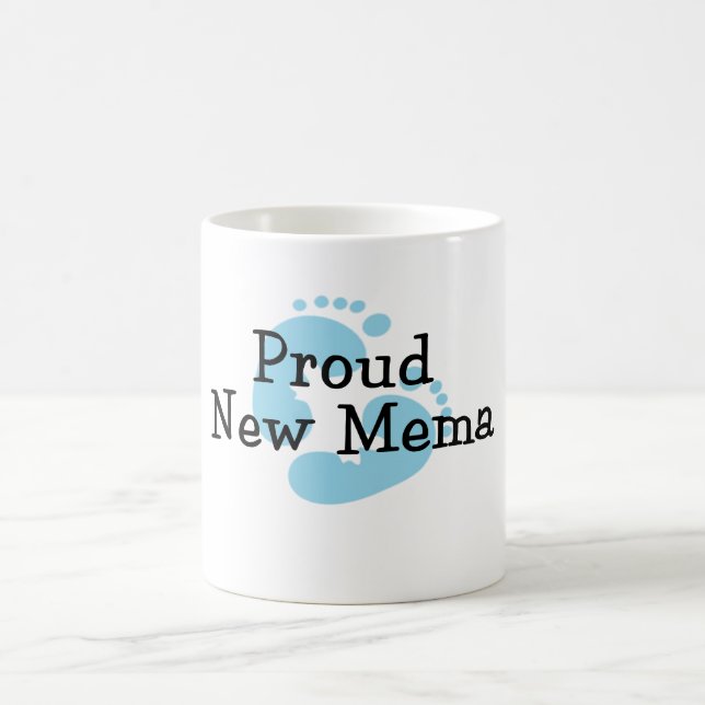 Stolta Nya Mema Baby Pojke Fotspår Kaffemugg (Center)