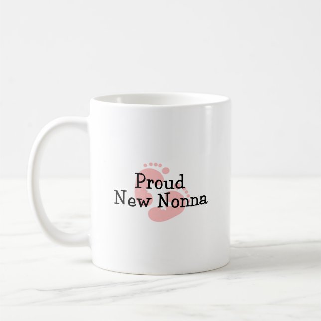 Stolta Nya Nonna Baby Flickas Fotspår Kaffemugg (Vänster)