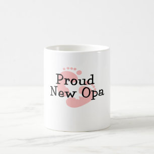 Stolta Nya Opa Babyflickas Fotspår Kaffemugg