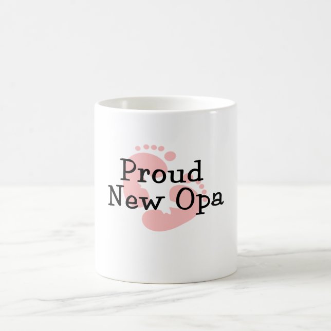 Stolta Nya Opa Babyflickas Fotspår Kaffemugg (Center)