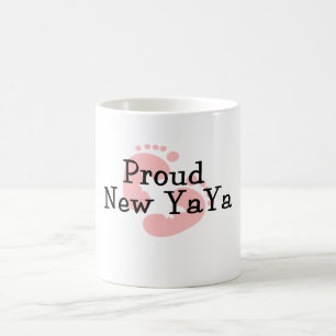 Stolta Nya Yaya Bebis Flickas Fotspår Kaffemugg