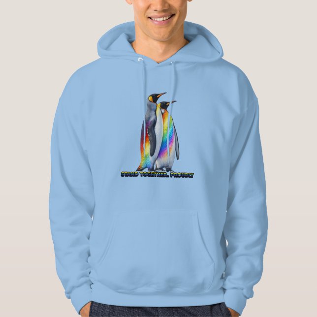 Stolta Pingviner Står Tillsammans Hoodie (Framsida)