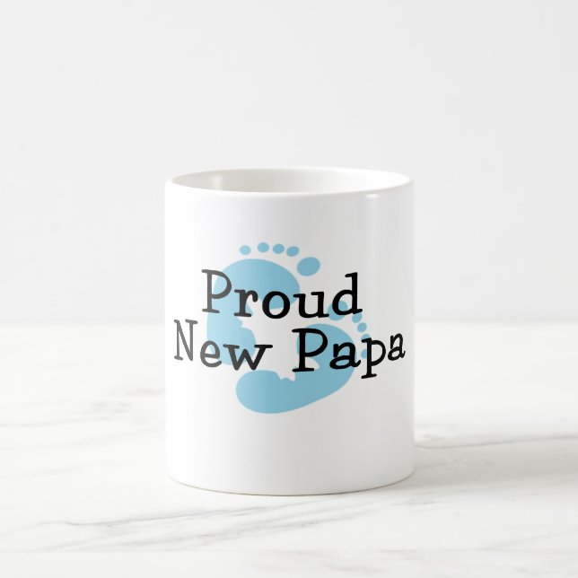 Stolte Nya Pappa Baby Pojke Fotspår Kaffemugg (Center)