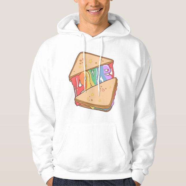 Stolthet. Kärlek är kärlek. Söt kärlek. Regnbåge g Hoodie (Framsida)
