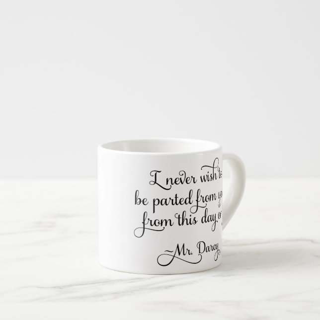 Stolthet och fördom Mr Darcy Citat Jane Austen Espressomugg (Framsida höger)