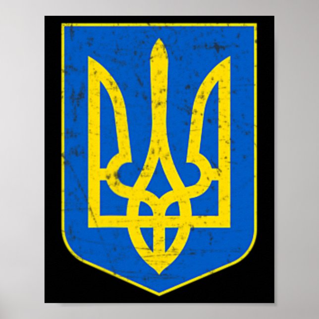 Stolthet Ukrainsk Flagga Vapenpresent Stöd  Poster (Framsidan)