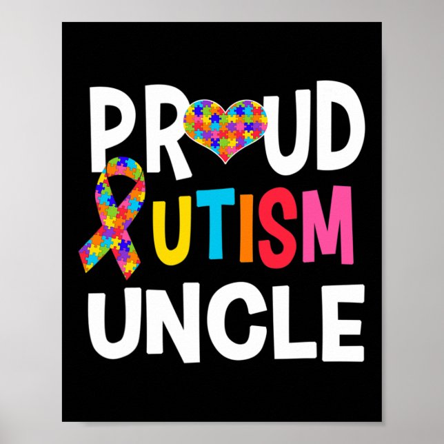 Stolts Autism Farbror Autism Medvetenhet Autistisk Poster (Framsidan)