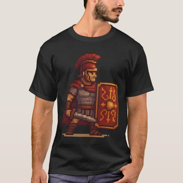 Stolzer Zenturio – Römischer Legionär in Pixelart T Shirt (Framsida)