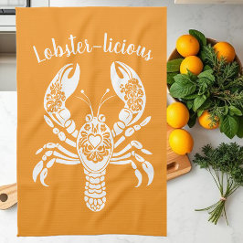 Stom-Orange för Lobster-Hawaiian-Fisherman Kökshandduk
