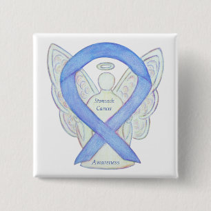 Stomach Cancer Angel Awareness Ribbon Anpassningsb Knapp