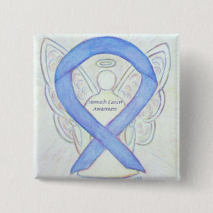 Stomach Cancer Angel Awareness Ribbon Anpassningsb Knapp