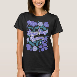 Stomach Cancer Awareness Flowers & Rosett band T Shirt