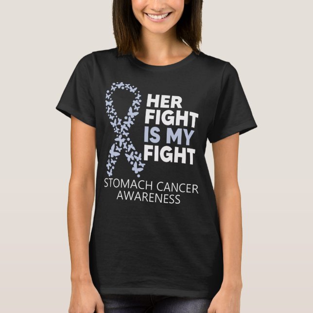 Stomach Cancer Awareness Hennes kamp är min krigar T Shirt (Framsida)