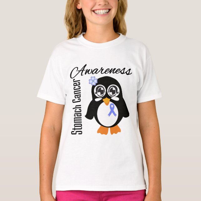 Stomach Cancer Awareness Penguin Tee Shirt (Framsida)