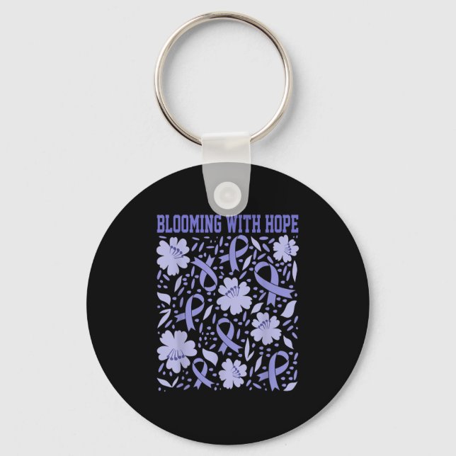 Stomach Cancer Boho blommar i blodet med Hope Peri Nyckelring (Framsida)