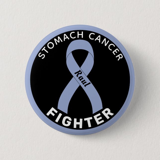 Stomach Cancer Fighter Ribbon Black Button Knapp (Framsida)